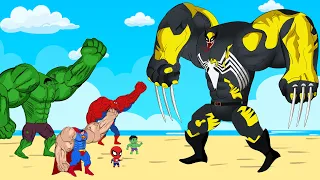 Team Hulk, Spiderman, Superman vs GIANT - WOLVERINE VENOM : Who Is The King Of Super Heroes?