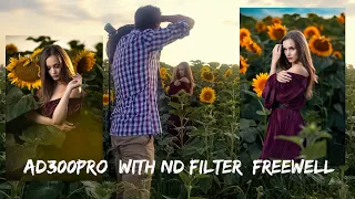 Sunflower field portraits with a ND Filter my HSS alternative I used Godox AD300PRO