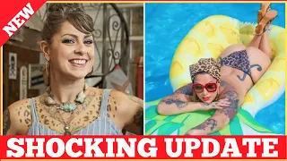 American Pickers’ Danielle Colby goes topless and nearly all nude while tanning on an inflatable.