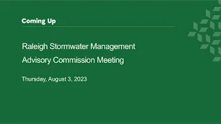 Raleigh Stormwater Management Advisory Commission – August 3, 2023