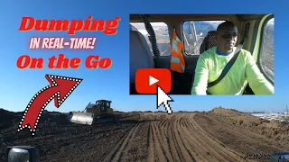 How to Dump a Load (On the Go), with a side dump trailer in real time. [4K Video]