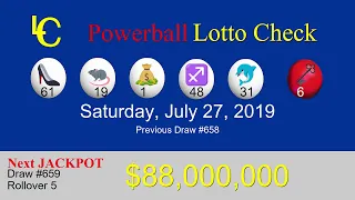 July 31, 2019 - Powerball Draw #659 Lottery Hot Numbers Strategy