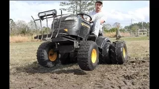 Putting Big Front Tires and Wheels on a Mower.