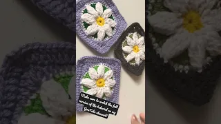 3-D Crochet Daisy Granny Square Tutorial short version! #grannysquare #crochet #crochethook