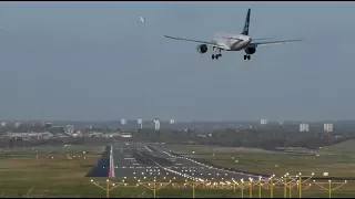 Impressive Airport runway efficiency Boeing 737 takeoff while Airbus a320 is landing behind