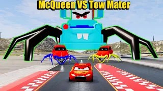 Epic Escape from Giant Tow Mater Spider & Luigi Eaters | Lightning McQueen vs Mater | BeamNG.Drive