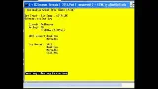 C++ ZX Spectrum Formula 1 2016 Remake Part 5 - Pitstop test