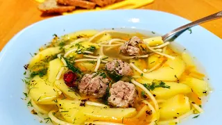 Суп с фрикадельками без зажарки. Рецепт вкусного приготовления.