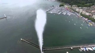 Женевский фонтан - аэросъёмка. Geneva fountain - aerial photography.
