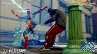Spiderman fights bad guys PS4