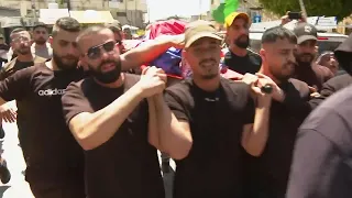Funeral procession for three Palestinians killed by Israeli fire in northern West Bank