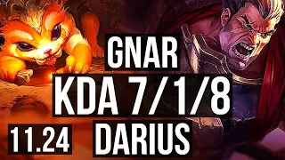 GNAR vs DARIUS (TOP) | 7/1/8, 1.1M mastery | EUW Diamond | 11.24