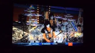 Kiss performs at Dodger Stadium before National Hockey League game