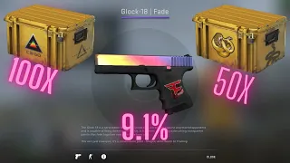 Opening 150 CSGO cases and doing a Glock Fade trade up!