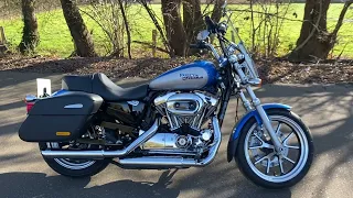 2018 Harley-Davidson XL1200T Sportster Superlow 1200T in Electric Blue and Silver Fortune