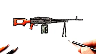 Как нарисовать Пулемёт Калашникова | Ахадов Эльнур