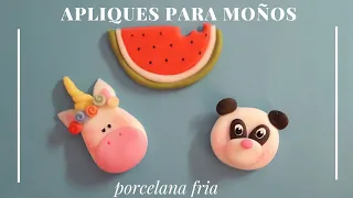 como hacer apliques en porcelana fria para centros de moños