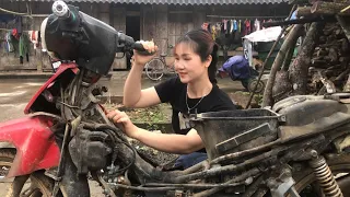 TIMELAPASE;genius girl restores and repairs many types of old and broken engines into new ones