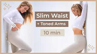 10 MIN TONED ARMS + WAIST PILATES |  pilates abs at home workout