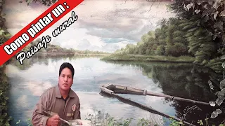 HOW TO PAINT A MURAL on the wall STEP BY STEP / Landscape of a hyper realistic lake