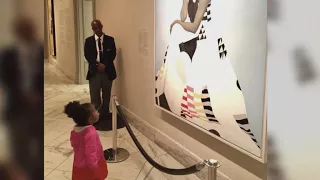 Girl awestruck by Michelle Obama portrait meets the former first lady