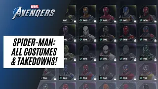 SPIDER-MAN: ALL COSTUMES & TAKEDOWNS | Marvel's Avengers