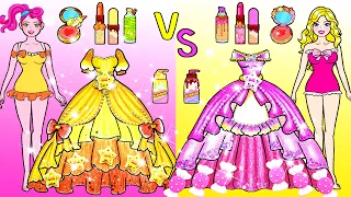 Pink Dress Or Yellow Dress? - Color Makeup Contest Challenge #2 - Barbie Story & Crafts