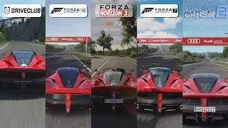 DriveClub vs Forza 6 vs Horizon 3 vs Forza 7 vs PCARS 2 - Ferrari LaFerrari Sound Comparison