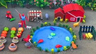 DIY Farm Diorama with mini house of animals | mini water pump supply for animals | #diyfarming