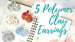 5 Easy Polymer Clay Earrings | DIY Tutorial for Beginners