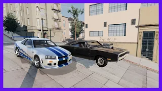 2F2F Skyline R34 vs 69' Charger - CRASH COMPILATION - BeamNG drive [4k 60fps]