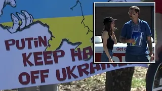 Russian-Ukraine newlyweds join USF protest