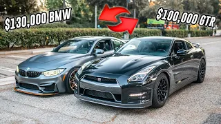 WE TRADED CARS FOR A DAY!! R35 GTR VS M4 GTS!!