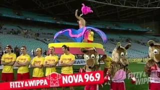 Wippa performs as Kylie Minogue at ANZ Stadium