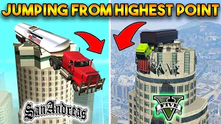 GTA 5 VS GTA SAN ANDREAS : JUMPING FROM HIGHEST POINT !