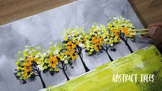 Abstract Tree Painting | Q-tips | 5 Min Art | Simple Technique To Paint Trees | Easy Painting Ideas
