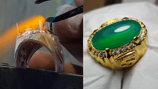 HOW TO MAKE A HANDMADE SILVER RING FOR MEN WITH GEMS BACAN