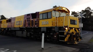 TasRail 2054 2051 Log train crossing Johnston Road