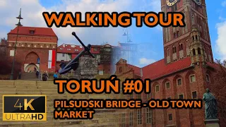 ⁴ᴷ⁶⁰ 🇵🇱 Torun/Poland Walking Tour - #01 - Józef Piłsudski Bridge - Old Town Market (March 2021) [4K]