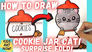 How to Draw a Cute Cookie Jar Cat! - Surprise Fold!
