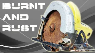 burnt and rusty circular saw (winding & restoration)
