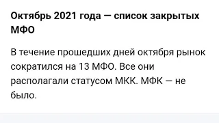 СПИСОК МФО, КОТОРЫЕ ЗАКРЫЛИ В ОКТЯБРЕ 2021. КАК НЕ ПЛАТИТЬ ЗА МИКРОЗАЙМ.ЭТИ МФО БОЛЬШЕ НЕ РАБОТАЮТ