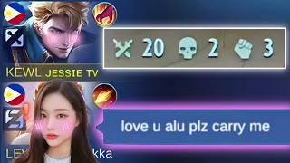 ALUCARD GODMODE IN SOLO RANKED CAUSE OF THIS GIRL.💘🤣 (Tutorial: tips and tricks)