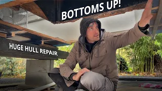 We Cut the Bottom Out of Our Plywood Boat | Part 2 of 3 |  DIY Wooden Boat Repair