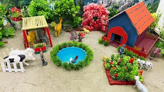 Top the most creative diy miniature farm diorama | How to make cow shed and pool | mini hand pump