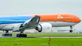 [4K] 20 SPECTACULAR CLOSE-UP Wet BIG PLANE LANDINGS | Amsterdam Airport Schiphol Plane Spotting