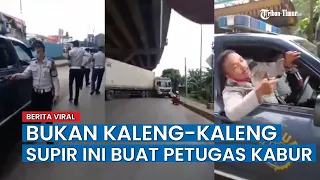 Seorang Supir Protes Diberhentikan Membuat Sejumlah Petugas Dishub Kabur Tinggalkan Lokasi