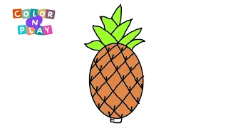 How to Draw a Pineapple: Easy Step-by-Step Tutorial & Learn Pineapple Colors | fun with colours