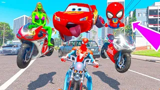 HOMEM ARANHA E SEU FILHO FAZENDO CORRIDAS DE MANOBRAS DE MOTO no GTA 5 !!!