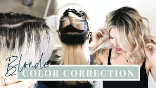 Reverse Platinum Hair to Natural Blonde Color Correction | Easy Highlight and Root Shadow Technique